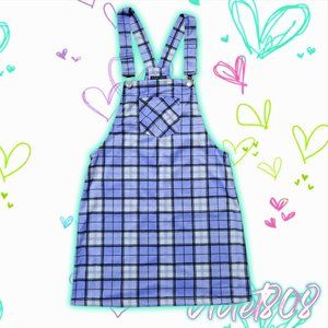 [XL] Purple Plaid Overall Dress